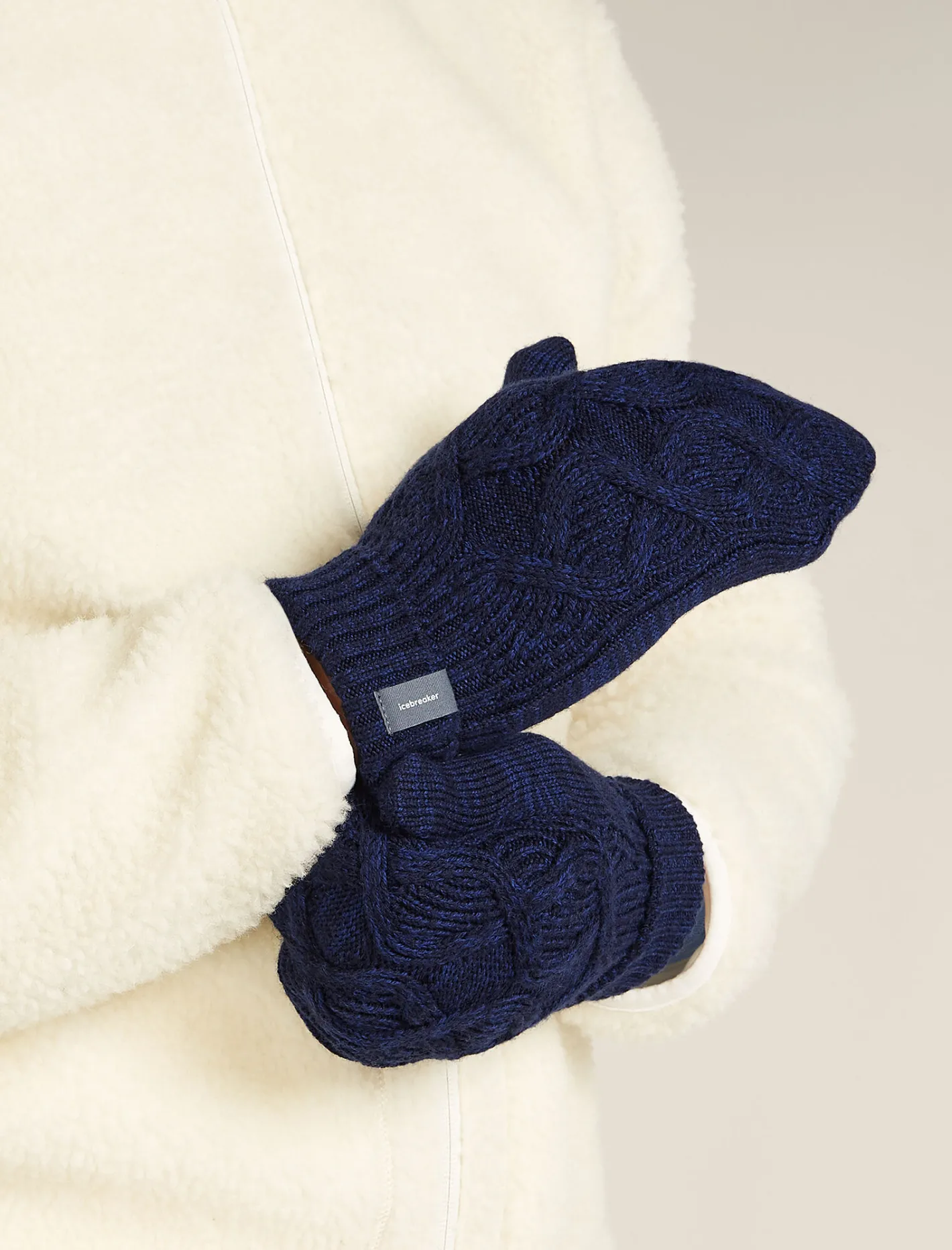 Icebreaker Accessories|Accessories^Unisex Merino Cable Knit Mittens MidnightNavy/RoyalNavy