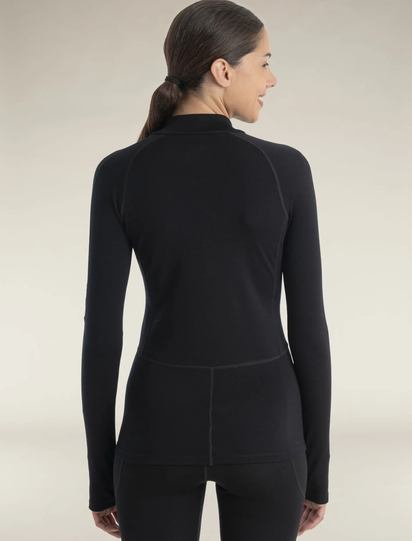 Icebreaker Base Layers^Women's 300 MerinoFine™ Polar Long Sleeve Half Zip Thermal Top Black