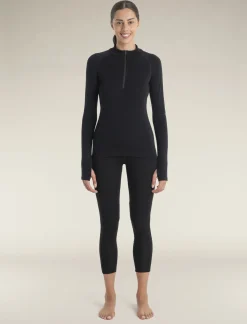 Icebreaker Base Layers^Women's 300 MerinoFine™ Polar Long Sleeve Half Zip Thermal Top Black