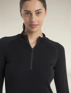 Icebreaker Base Layers^Women's 300 MerinoFine™ Polar Long Sleeve Half Zip Thermal Top Black