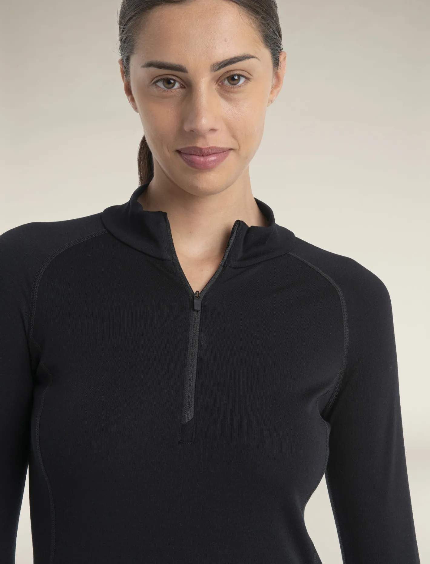 Icebreaker Base Layers^Women's 300 MerinoFine™ Polar Long Sleeve Half Zip Thermal Top Black
