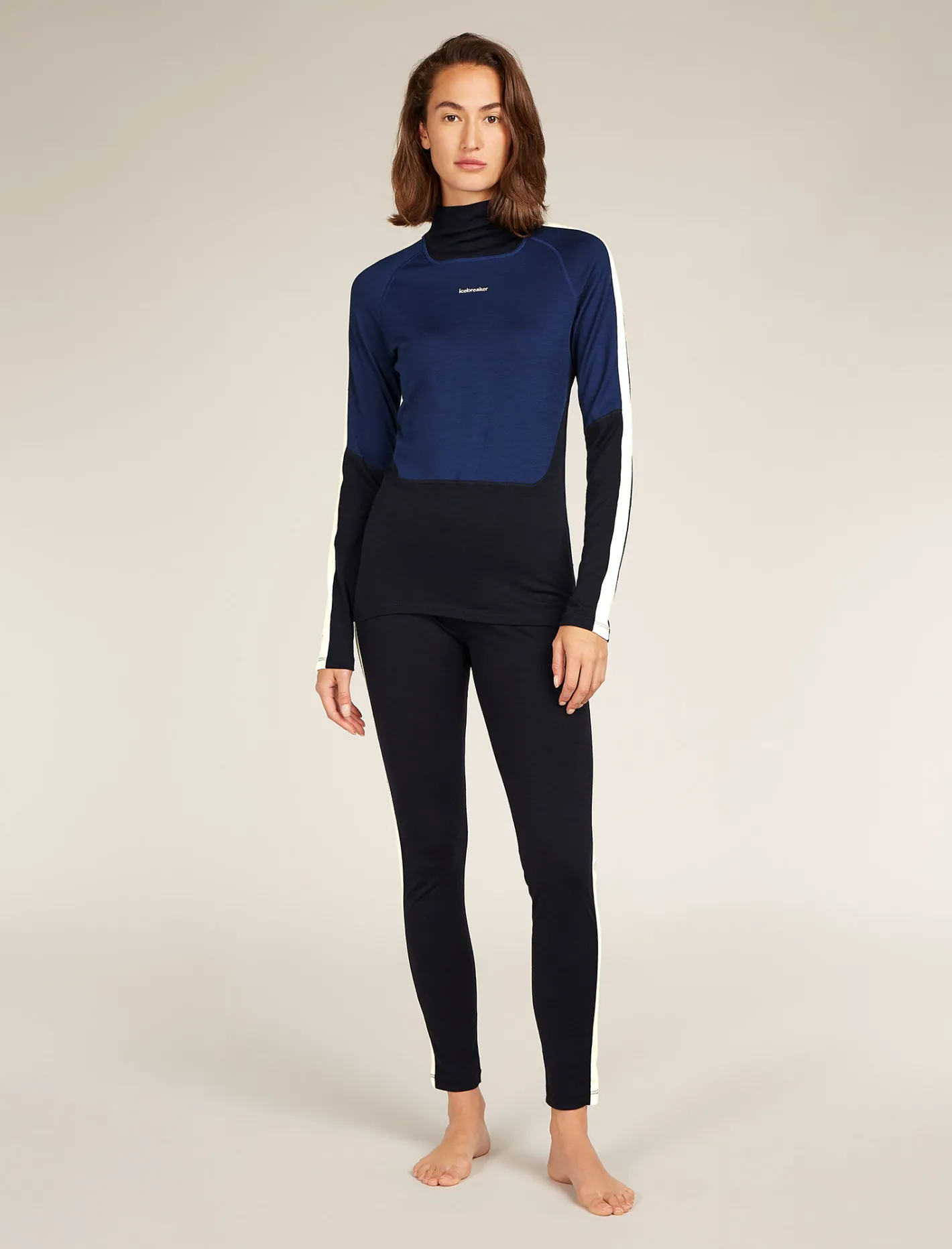Icebreaker Base Layers^Women's 200 Sonebula Long Sleeve High Neck Thermal Top MidnightNavy/RoyalNavy