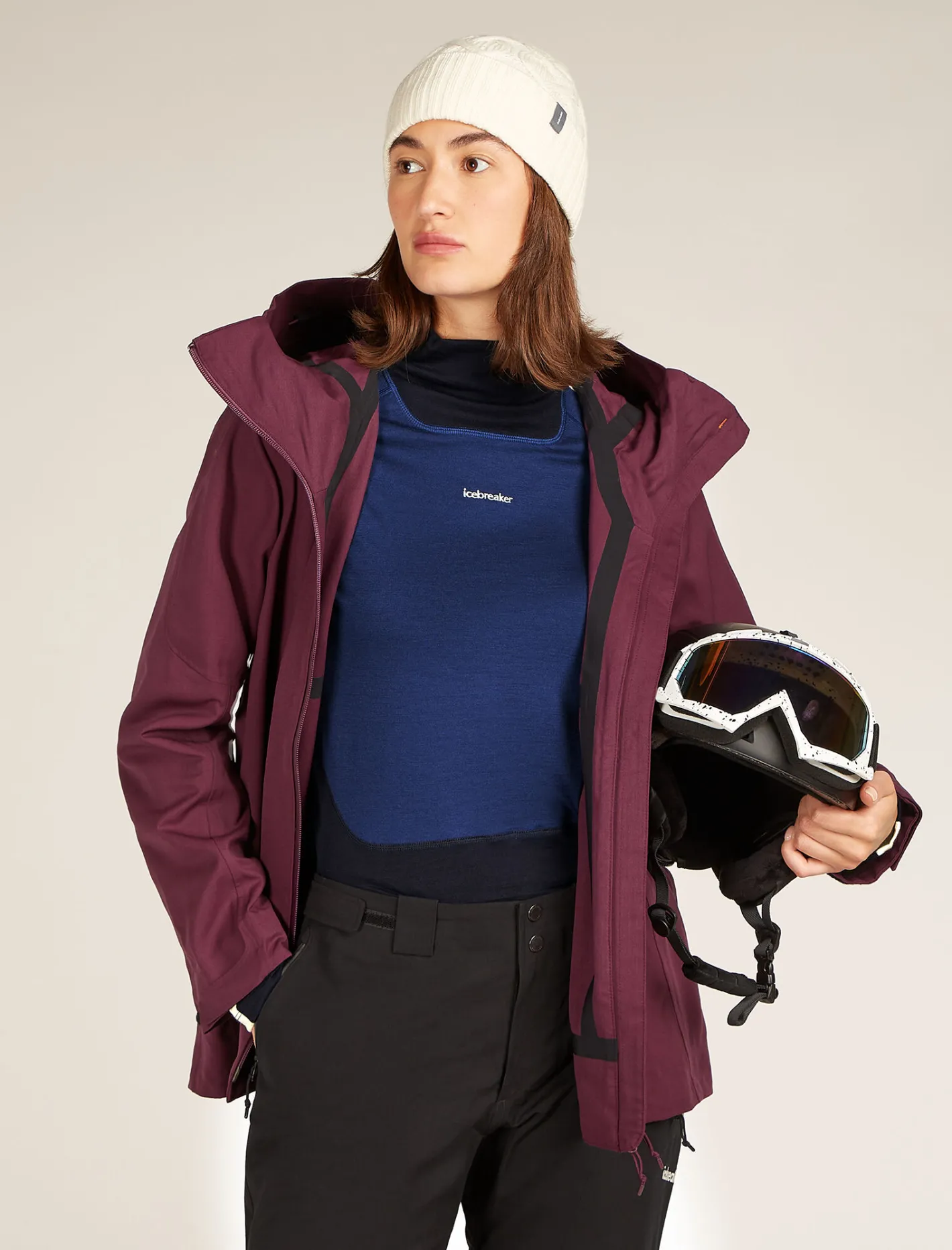 Icebreaker Base Layers^Women's 200 Sonebula Long Sleeve High Neck Thermal Top MidnightNavy/RoyalNavy