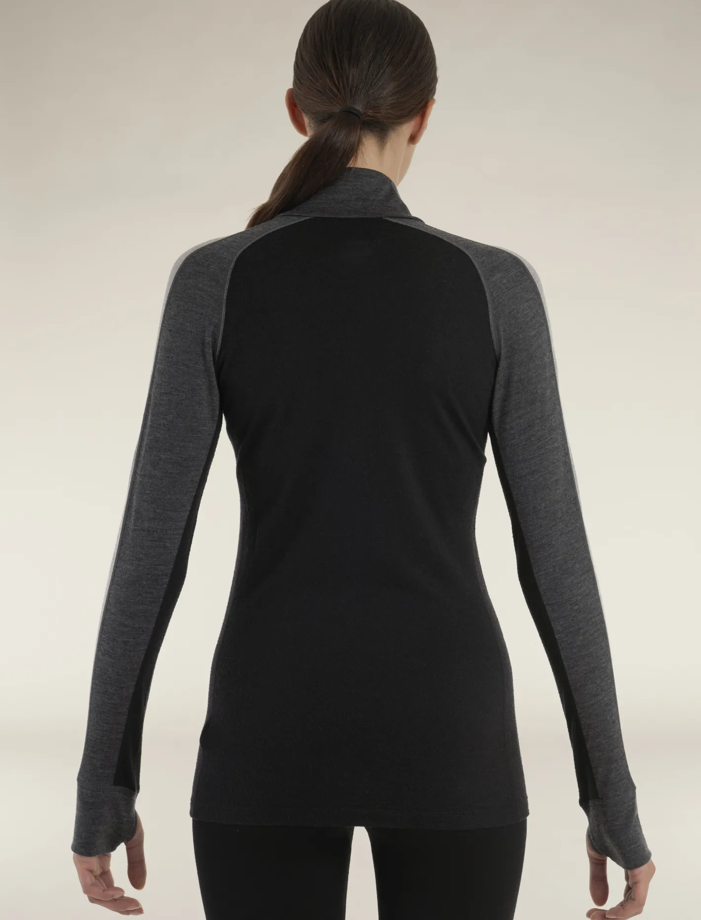 Icebreaker Base Layers^Women's 260 ZoneKnit™ Long Sleeve Half Zip Thermal Top JetHeather/Black