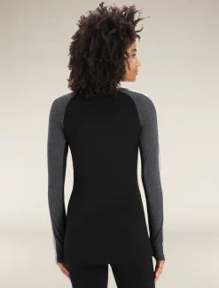 Icebreaker Base Layers^Women's 260 ZoneKnit™ Long Sleeve Crewe Thermal Top JetHeather/Black