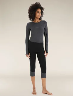 Icebreaker Base Layers^Women's 260 ZoneKnit™ Long Sleeve Crewe Thermal Top JetHeather/Black