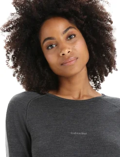 Icebreaker Base Layers^Women's 260 ZoneKnit™ Long Sleeve Crewe Thermal Top JetHeather/Black