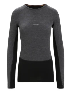 Icebreaker Base Layers^Women's 260 ZoneKnit™ Long Sleeve Crewe Thermal Top JetHeather/Black