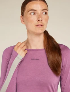 Icebreaker Base Layers^Women's 125 ZoneKnit™ Long Sleeve Crewe Thermal Top Deco/Ashen