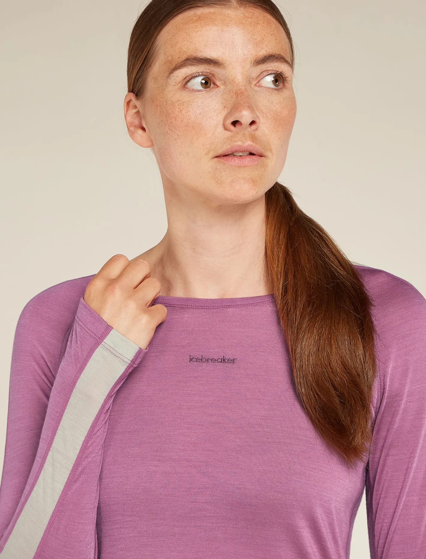 Icebreaker Base Layers^Women's 125 ZoneKnit™ Long Sleeve Crewe Thermal Top Deco/Ashen