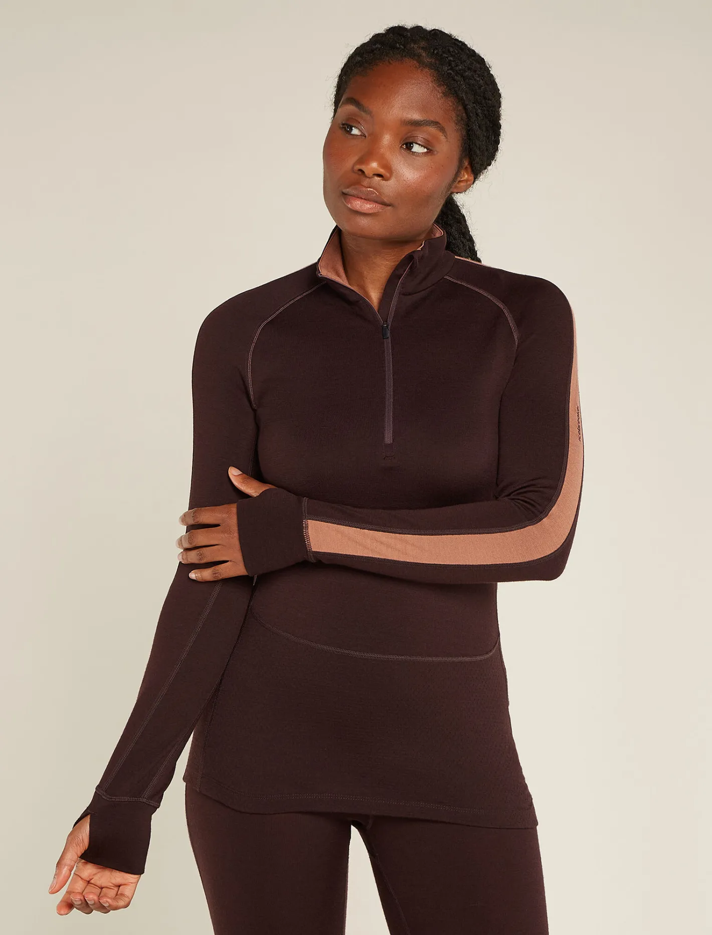 Icebreaker Base Layers^Women's 260 ZoneKnit™ Long Sleeve Half Zip Thermal Top Bittersweet
