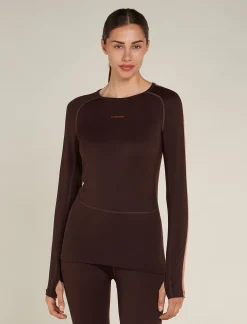 Icebreaker Base Layers^Women's 260 ZoneKnit™ Long Sleeve Crewe Thermal Top Bittersweet/CedarWood