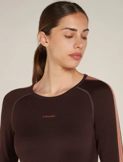 Icebreaker Base Layers^Women's 260 ZoneKnit™ Long Sleeve Crewe Thermal Top Bittersweet/CedarWood