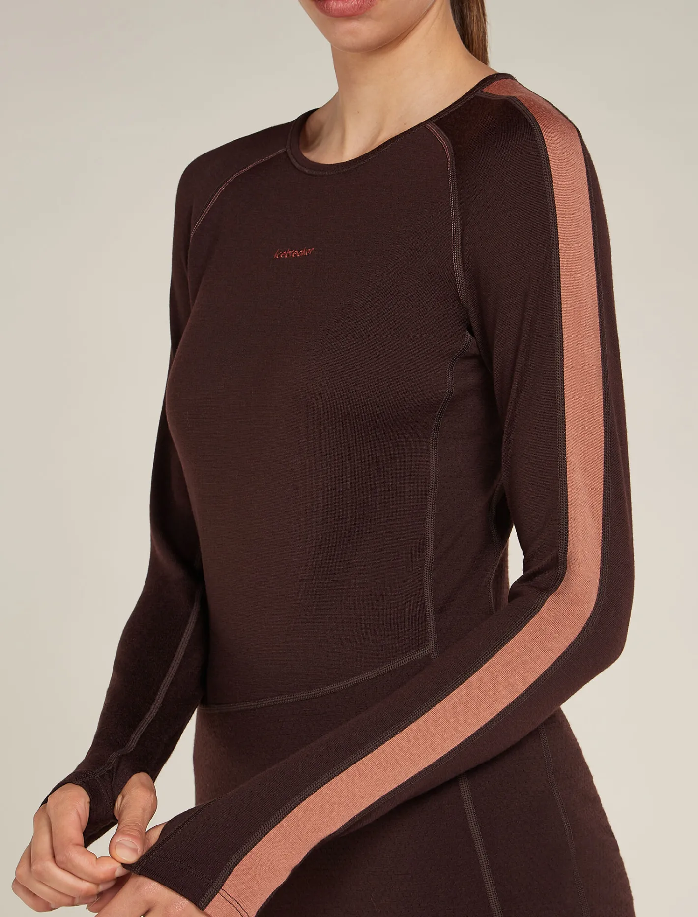 Icebreaker Base Layers^Women's 260 ZoneKnit™ Long Sleeve Crewe Thermal Top Bittersweet/CedarWood
