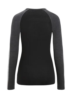 Icebreaker Base Layers^Women's 125 ZoneKnit™ Long Sleeve Crewe Thermal Top JetHeather/Black