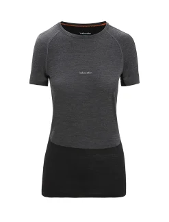 Icebreaker Base Layers^Women's 125 ZoneKnit™ Short Sleeve Crewe Thermal Top JetHeather/Black