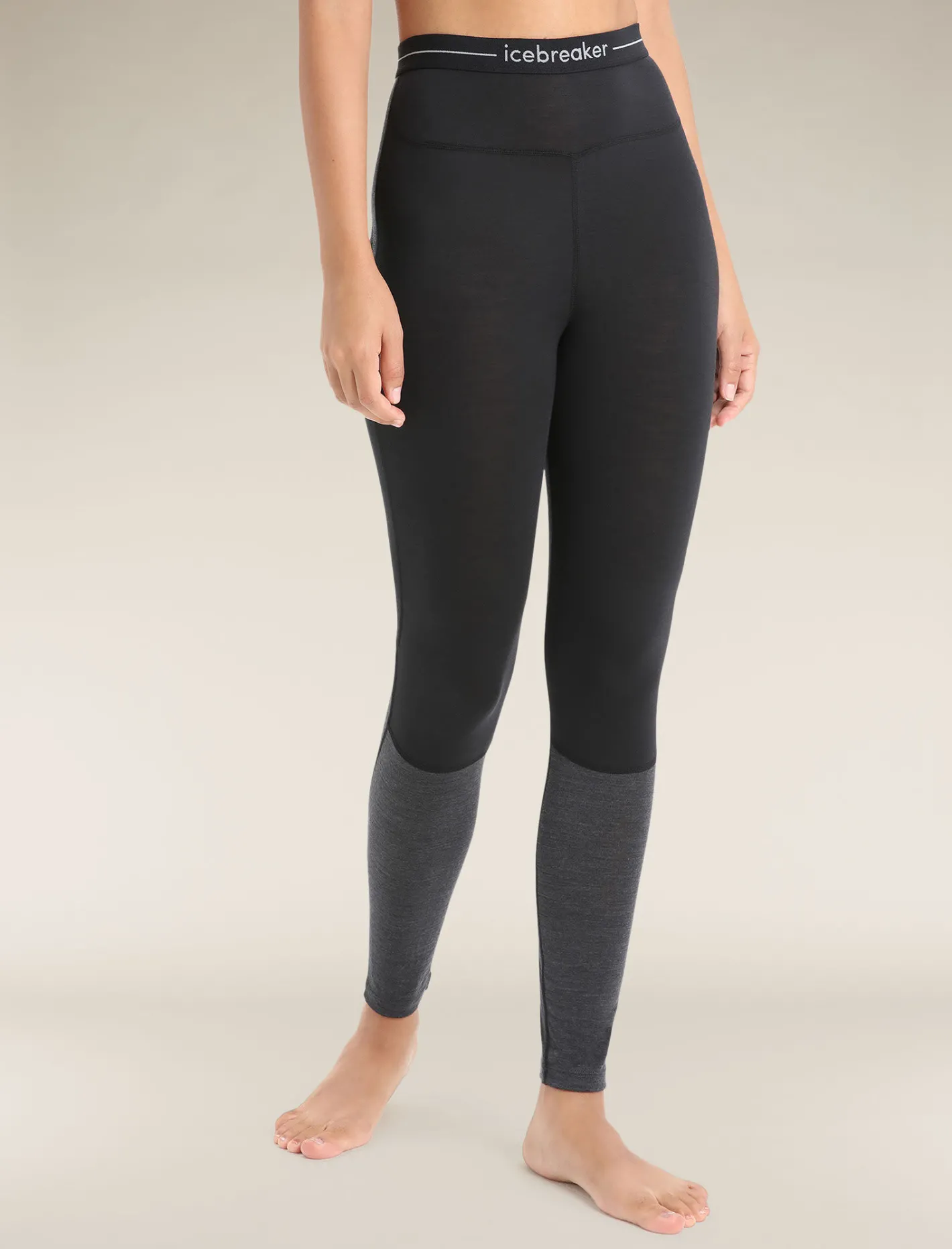 Icebreaker Bottoms|Base Layers^Women's 125 ZoneKnit™ Thermal Leggings Black/JetHeather