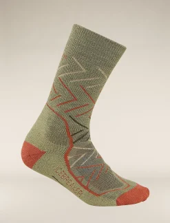 Icebreaker Socks^Women's Hike+ Medium Crew Sunrise Lichen/Cedarwod