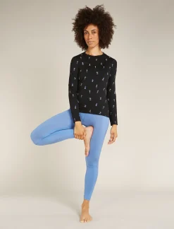 Icebreaker Base Layers^Women's Merino 200 Oasis Long Sleeve Crewe Thermal Top Snow Day Black