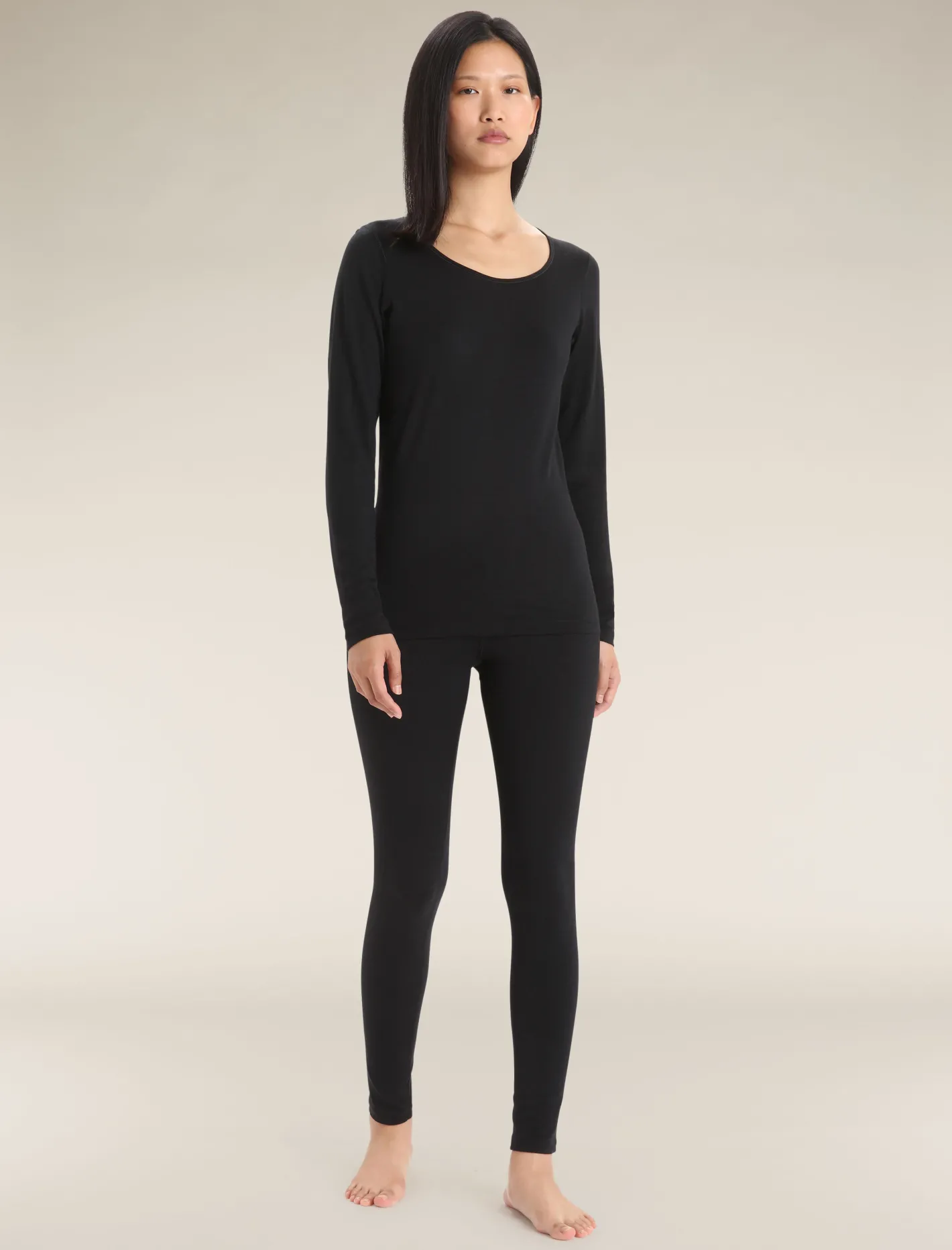 Icebreaker Base Layers^Women's Merino 200 Oasis Long Sleeve Scoop Thermal Top Black