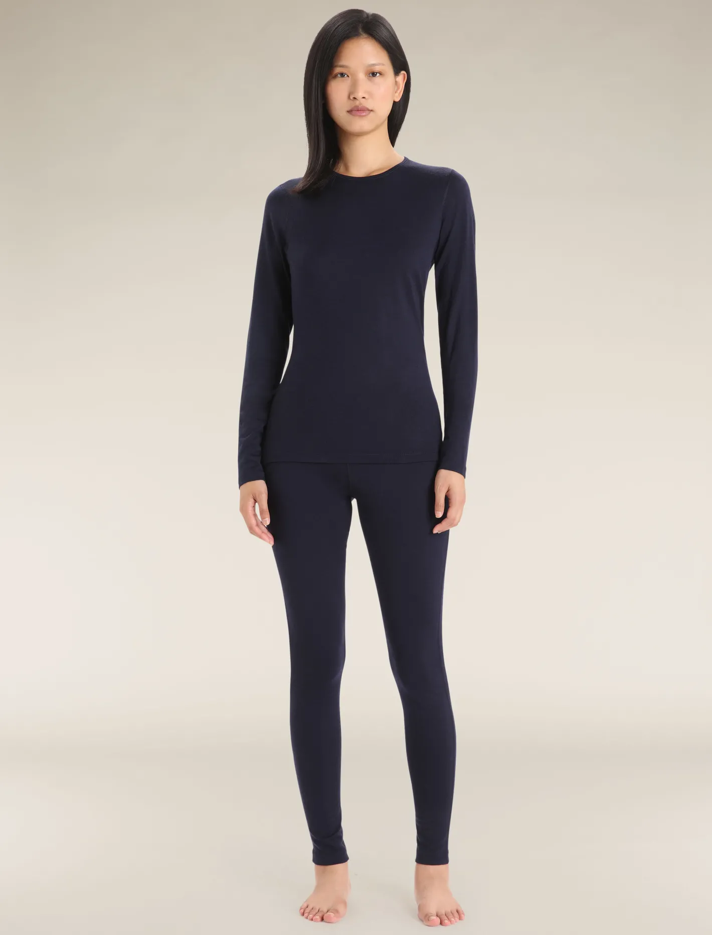 Icebreaker Base Layers^Women's Merino 200 Oasis Long Sleeve Crewe Thermal Top MidnightNavy