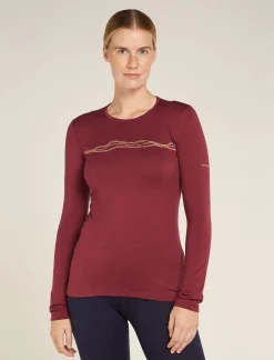 Icebreaker Base Layers^Women's Merino 200 Oasis Long Sleeve Crewe Thermal Top Mountain Pulse Port