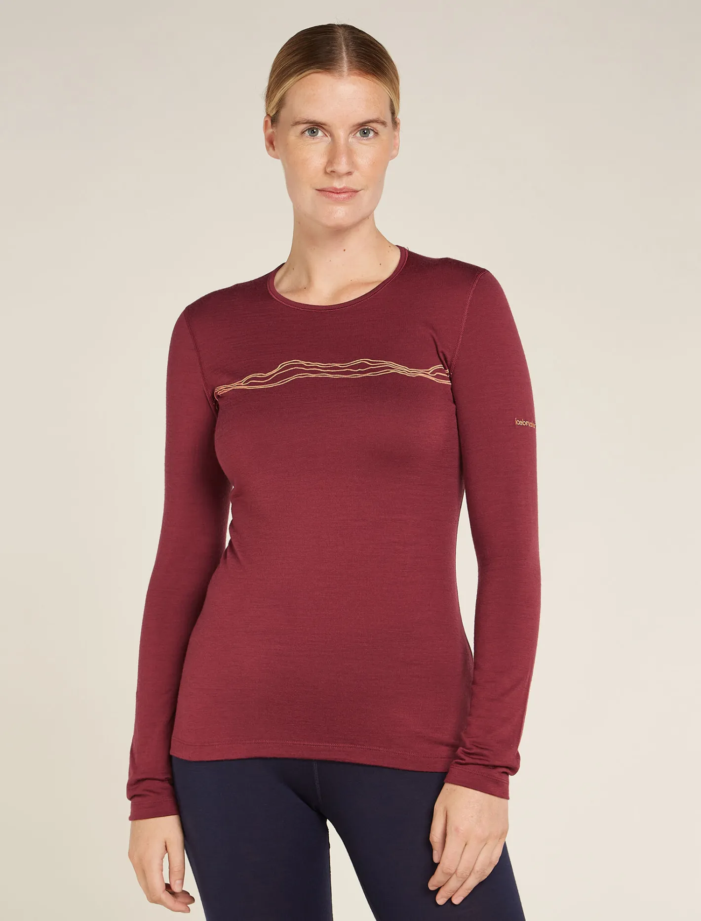 Icebreaker Base Layers^Women's Merino 200 Oasis Long Sleeve Crewe Thermal Top Mountain Pulse Port