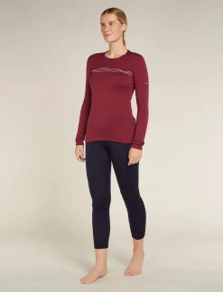 Icebreaker Base Layers^Women's Merino 200 Oasis Long Sleeve Crewe Thermal Top Mountain Pulse Port