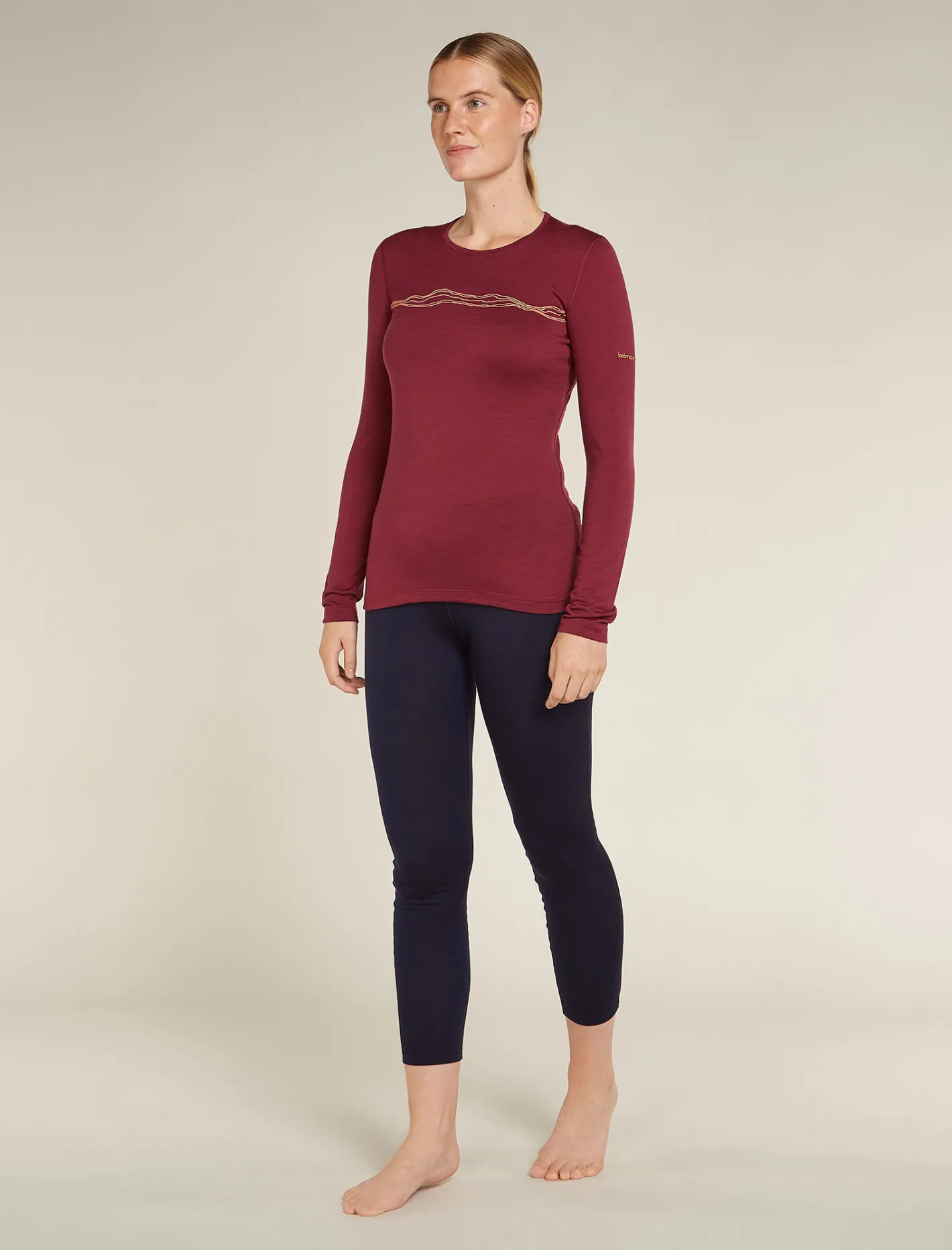 Icebreaker Base Layers^Women's Merino 200 Oasis Long Sleeve Crewe Thermal Top Mountain Pulse Port