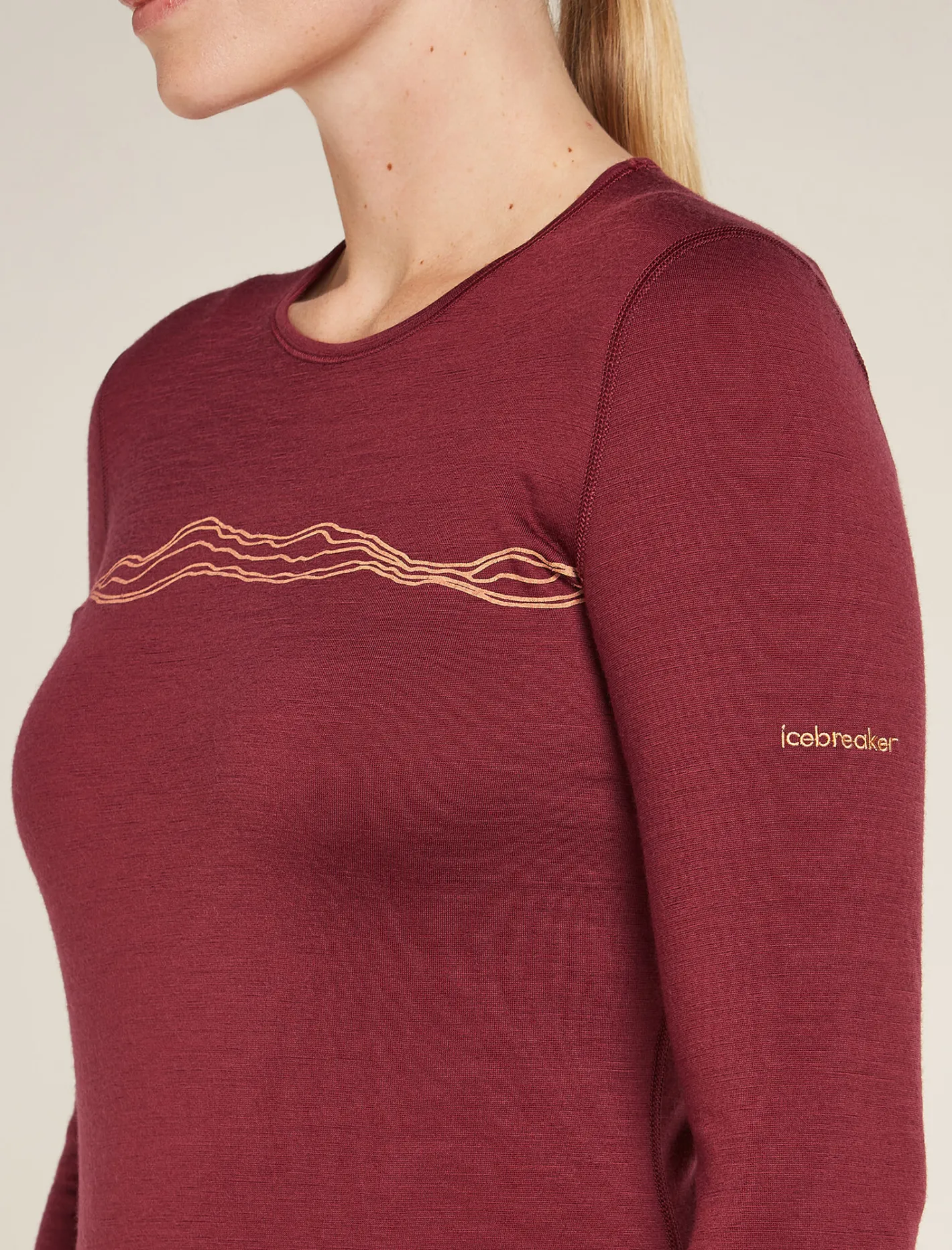 Icebreaker Base Layers^Women's Merino 200 Oasis Long Sleeve Crewe Thermal Top Mountain Pulse Port