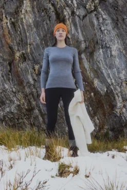 Icebreaker Base Layers^Women's Merino 200 Oasis Long Sleeve Crewe Thermal Top GritstoneHeather