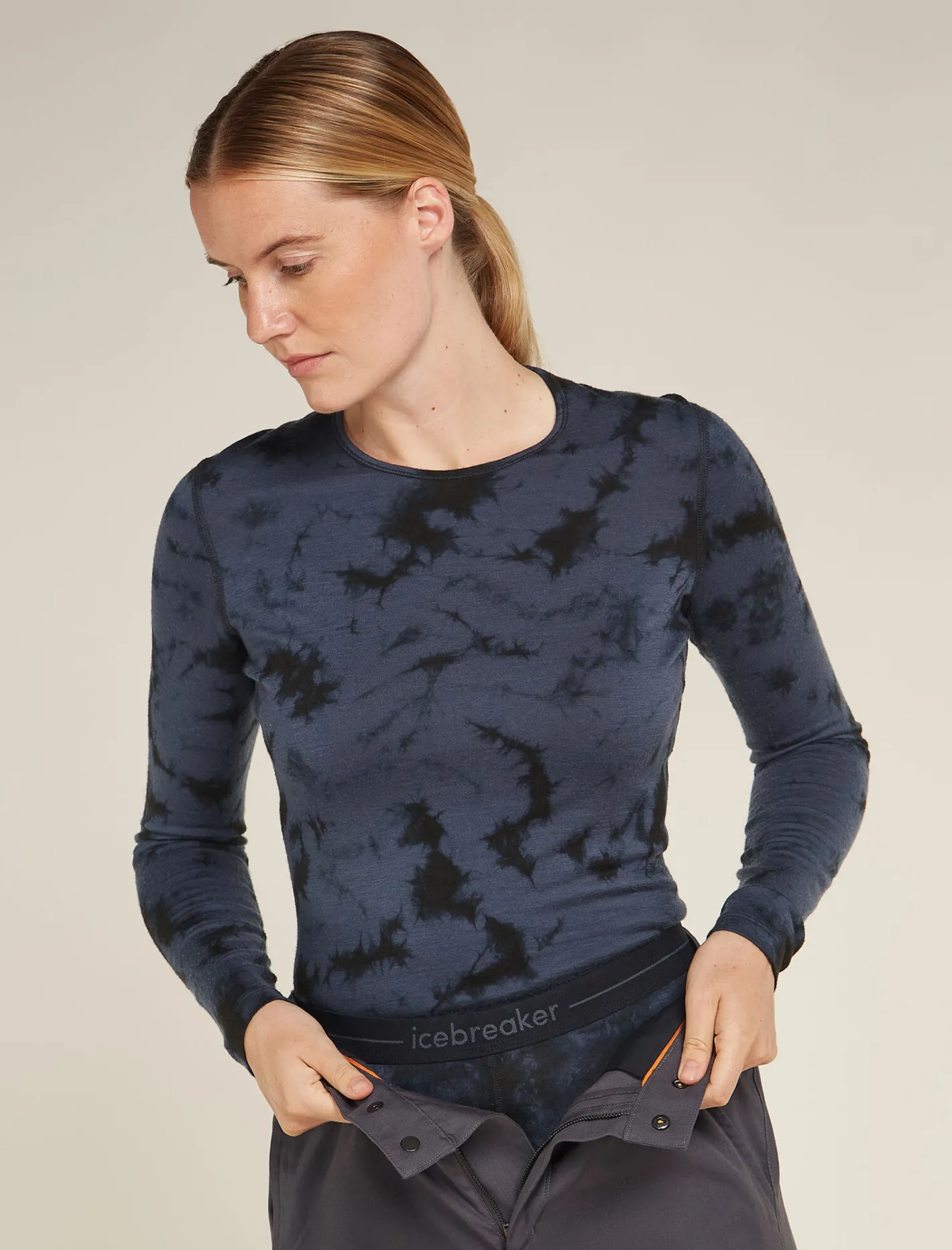 Icebreaker Base Layers^Women's Merino 200 Oasis Thermal Leggings Cloud Dye Graphite/Black