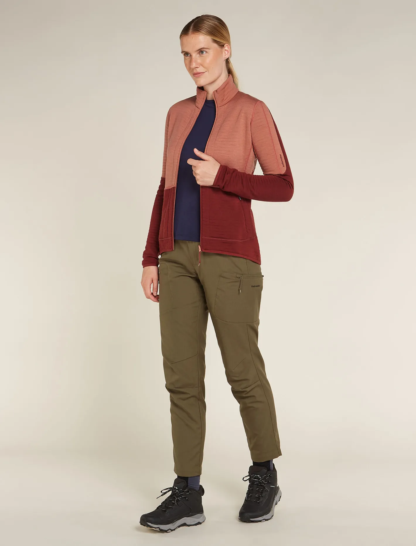 Icebreaker Jumpers & Hoodies^Women's Merino 400 RealFleece™ Descender Long Sleeve Zip Jacket CedarWood/Port