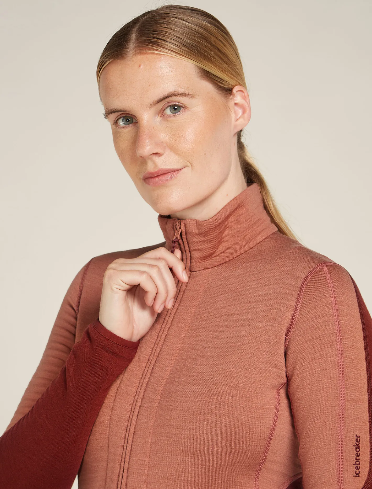 Icebreaker Jumpers & Hoodies^Women's Merino 400 RealFleece™ Descender Long Sleeve Zip Jacket CedarWood/Port