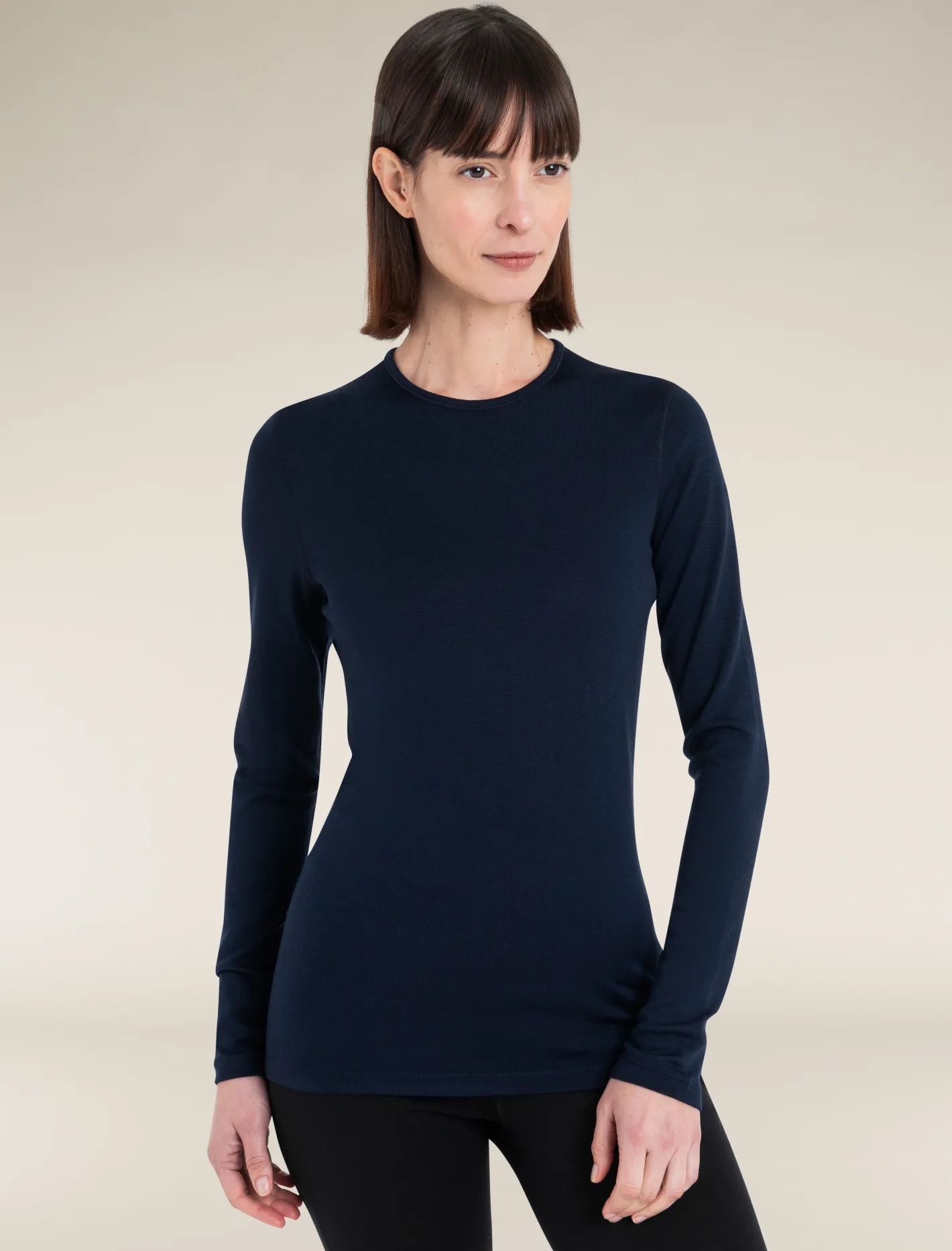 Icebreaker Base Layers^Women's Merino 260 Tech Long Sleeve Crew Neck Thermal Top MidnightNavy