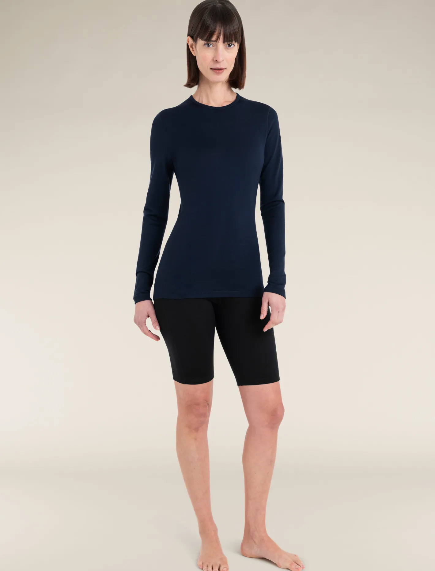 Icebreaker Base Layers^Women's Merino 260 Tech Long Sleeve Crew Neck Thermal Top MidnightNavy