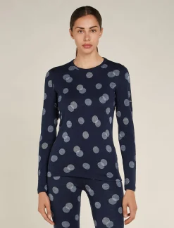 Icebreaker Base Layers^Women's Merino 260 Vertex Long Sleeve Crewe Thermal Top Falling Flakes MidnightNavy/Snow