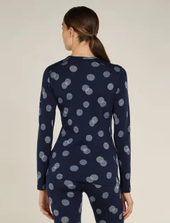 Icebreaker Base Layers^Women's Merino 260 Vertex Long Sleeve Crewe Thermal Top Falling Flakes MidnightNavy/Snow