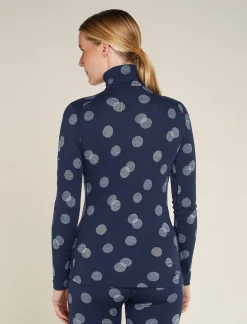 Icebreaker Base Layers^Women's Merino 260 Vertex Long Sleeve Half Zip Thermal Top Falling Flakes MidnightNavy/Snow