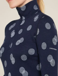 Icebreaker Base Layers^Women's Merino 260 Vertex Long Sleeve Half Zip Thermal Top Falling Flakes MidnightNavy/Snow