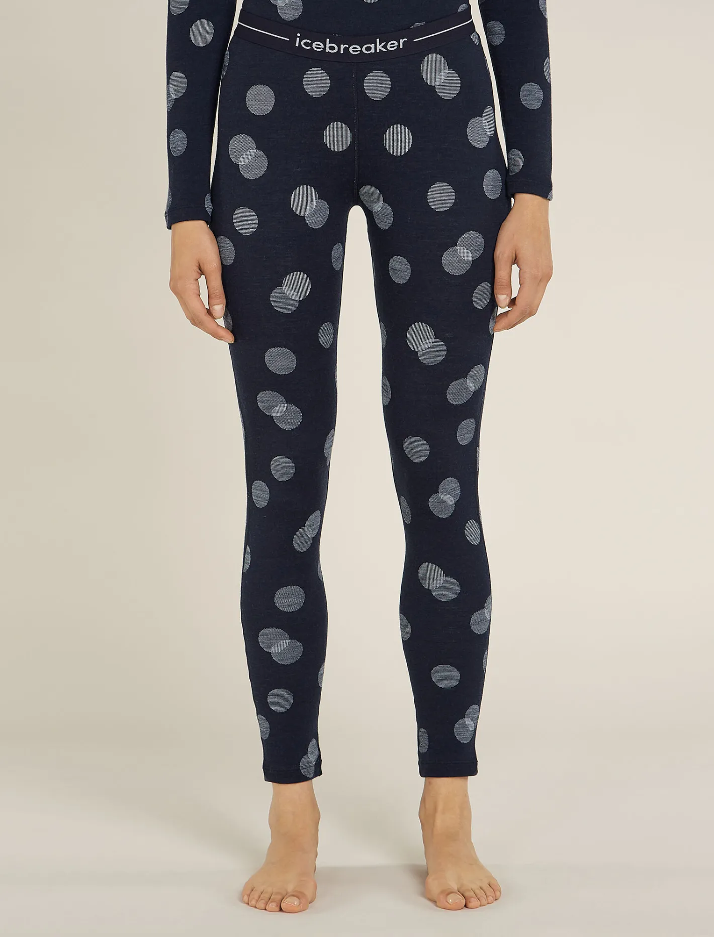 Icebreaker Base Layers^Women's Merino 260 Vertex Thermal Leggings Falling Flakes MidnightNavy/Snow