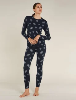 Icebreaker Base Layers^Women's Merino 260 Vertex Thermal Leggings Falling Flakes MidnightNavy/Snow
