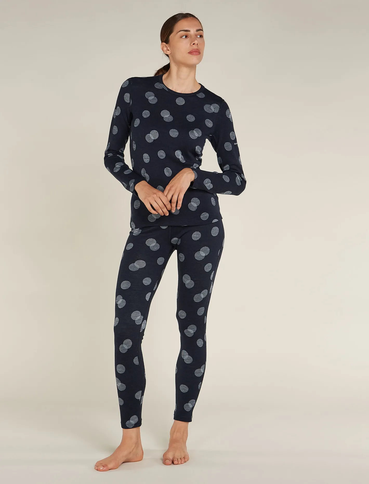Icebreaker Base Layers^Women's Merino 260 Vertex Thermal Leggings Falling Flakes MidnightNavy/Snow