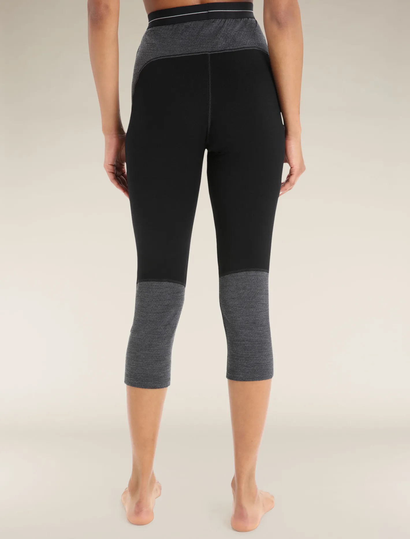 Icebreaker Base Layers^Women's Merino 260 ZoneKnit™ 3/4 Thermal Leggings Black/JetHeather