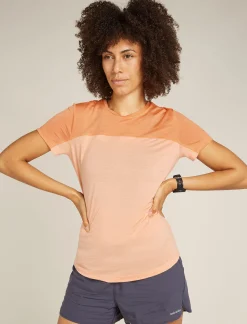 Icebreaker T-shirts & Tanks^Women's Merino Blend 125 Cool-Lite™ Sphere Short Sleeve T-Shirt Colour Block Sunstone/Feldspar