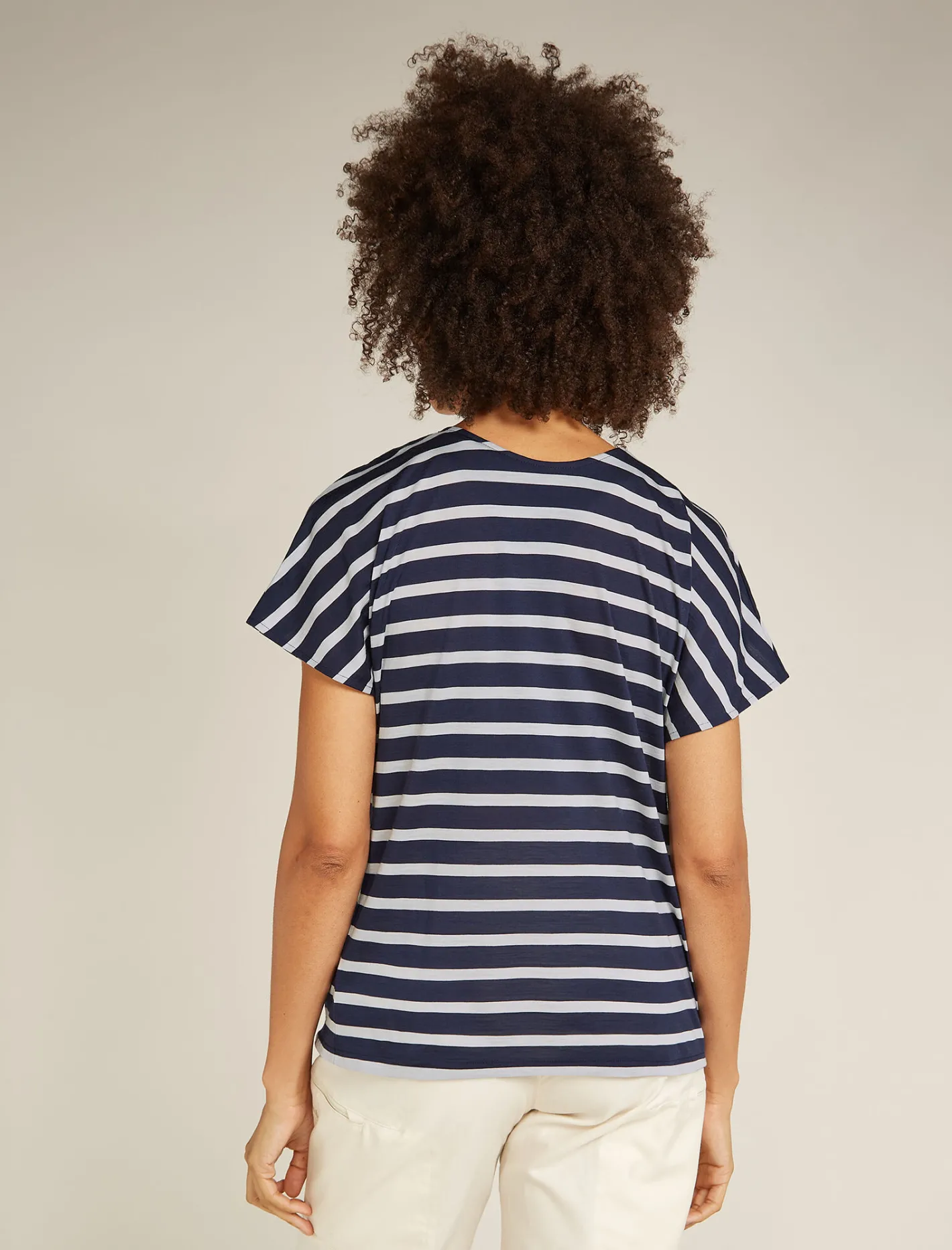 Icebreaker T-shirts & Tanks^Women's Merino Blend Drayden Reversible Short Sleeve Top Stripe MidnightNavy/Snow