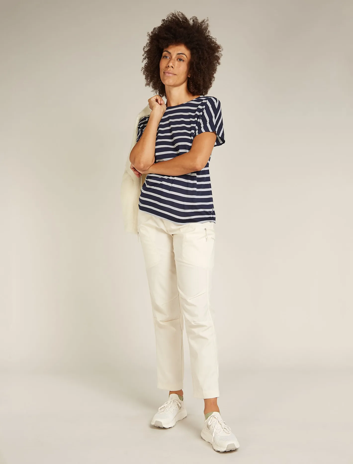 Icebreaker T-shirts & Tanks^Women's Merino Blend Drayden Reversible Short Sleeve Top Stripe MidnightNavy/Snow