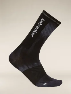 Icebreaker Socks^Women's Merino Blend Run+ Ultralight Crew Socks Cloud Dye Graphite/Black