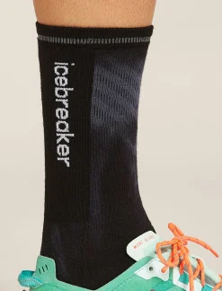 Icebreaker Socks^Women's Merino Blend Run+ Ultralight Crew Socks Cloud Dye Graphite/Black