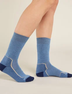 Icebreaker Socks^Women's Merino Hike+ Light Crew Socks Baja/RoyalNavy